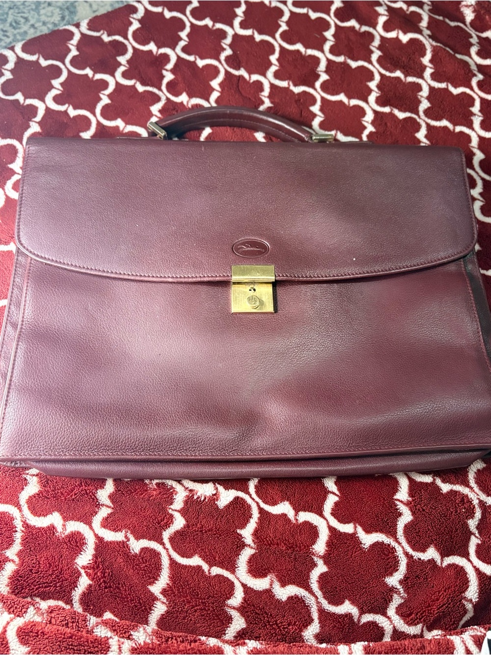 Vintage Longchamp Paris Burgundy Leather Briefcase Made in France